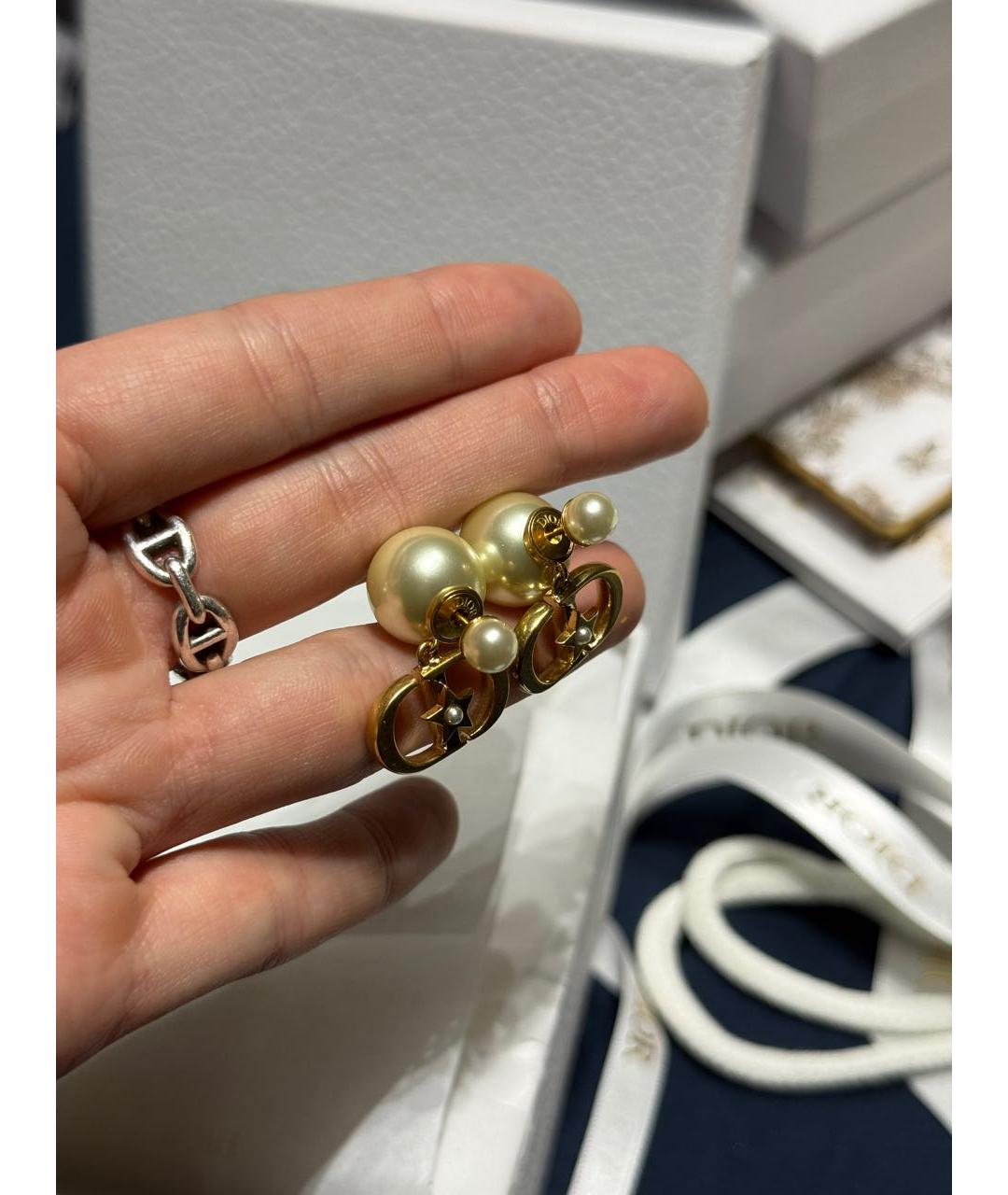 CHRISTIAN DIOR Золотые металлические серьги, фото 2