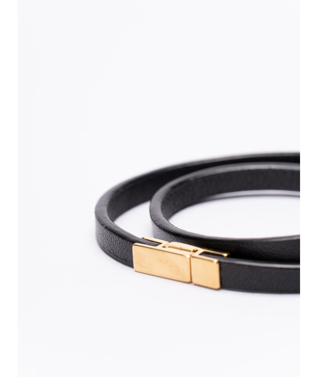 SAINT LAURENT Черный кожаный браслет, фото 3