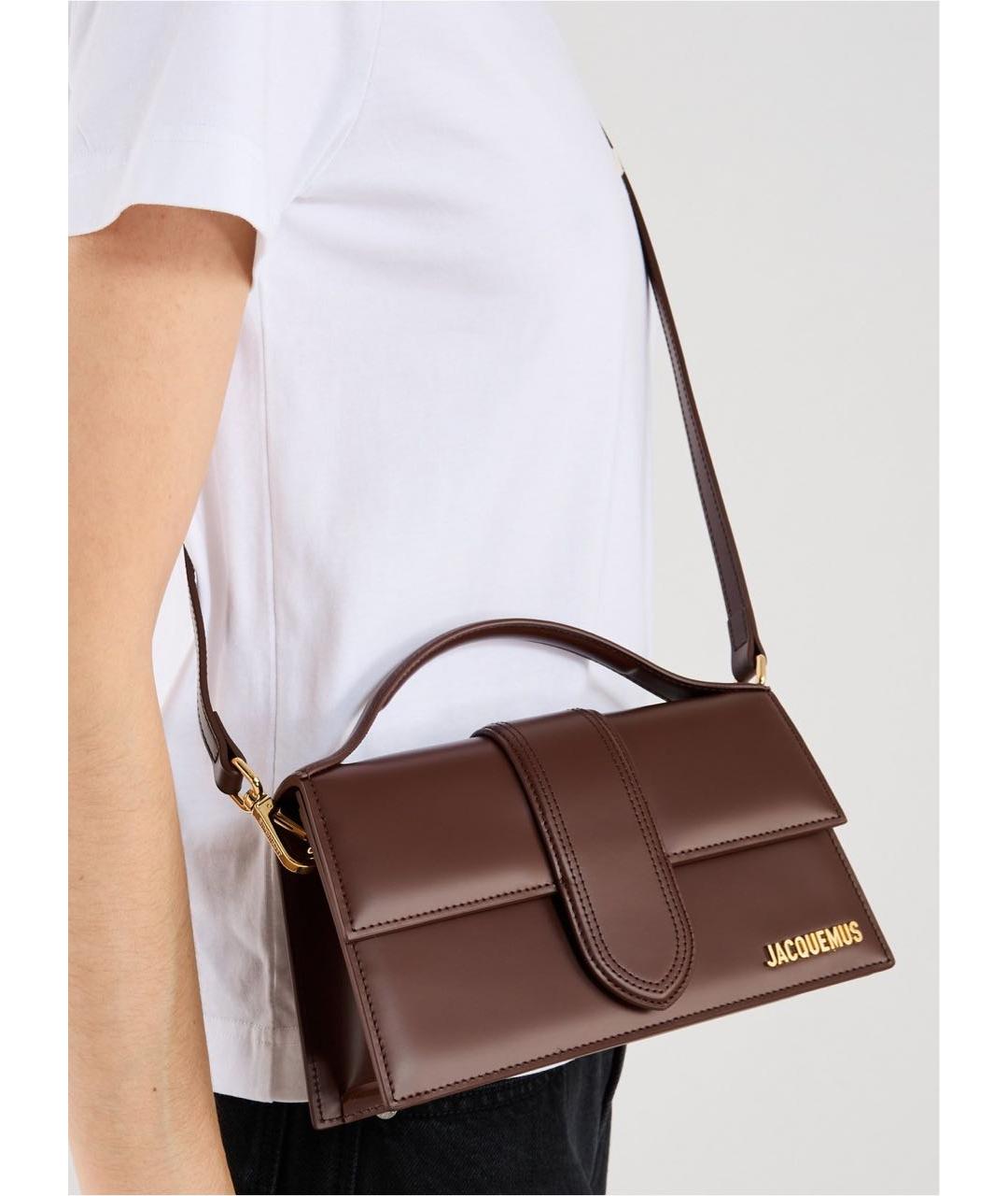 JACQUEMUS Коричневая кожаная сумка через плечо, фото 5