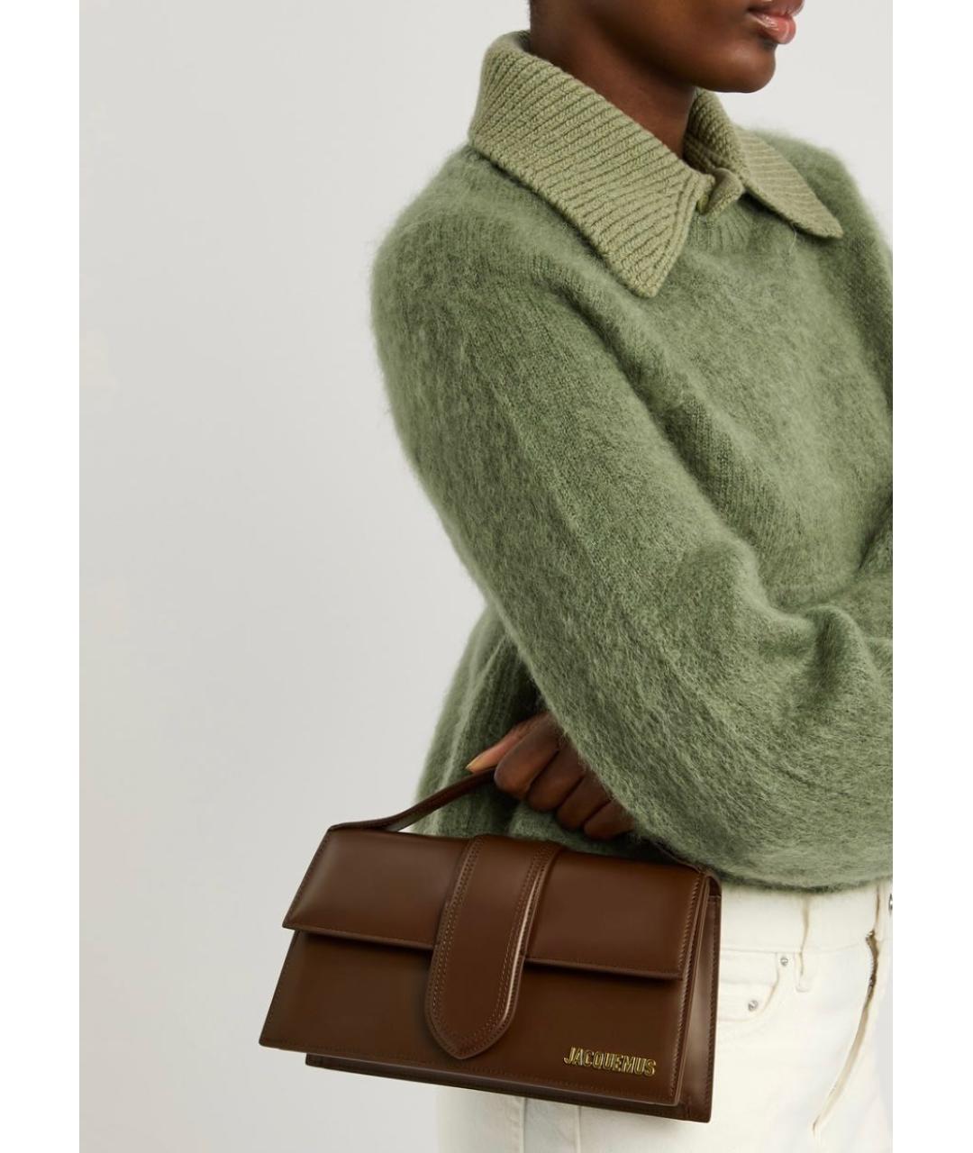 JACQUEMUS Коричневая кожаная сумка через плечо, фото 3