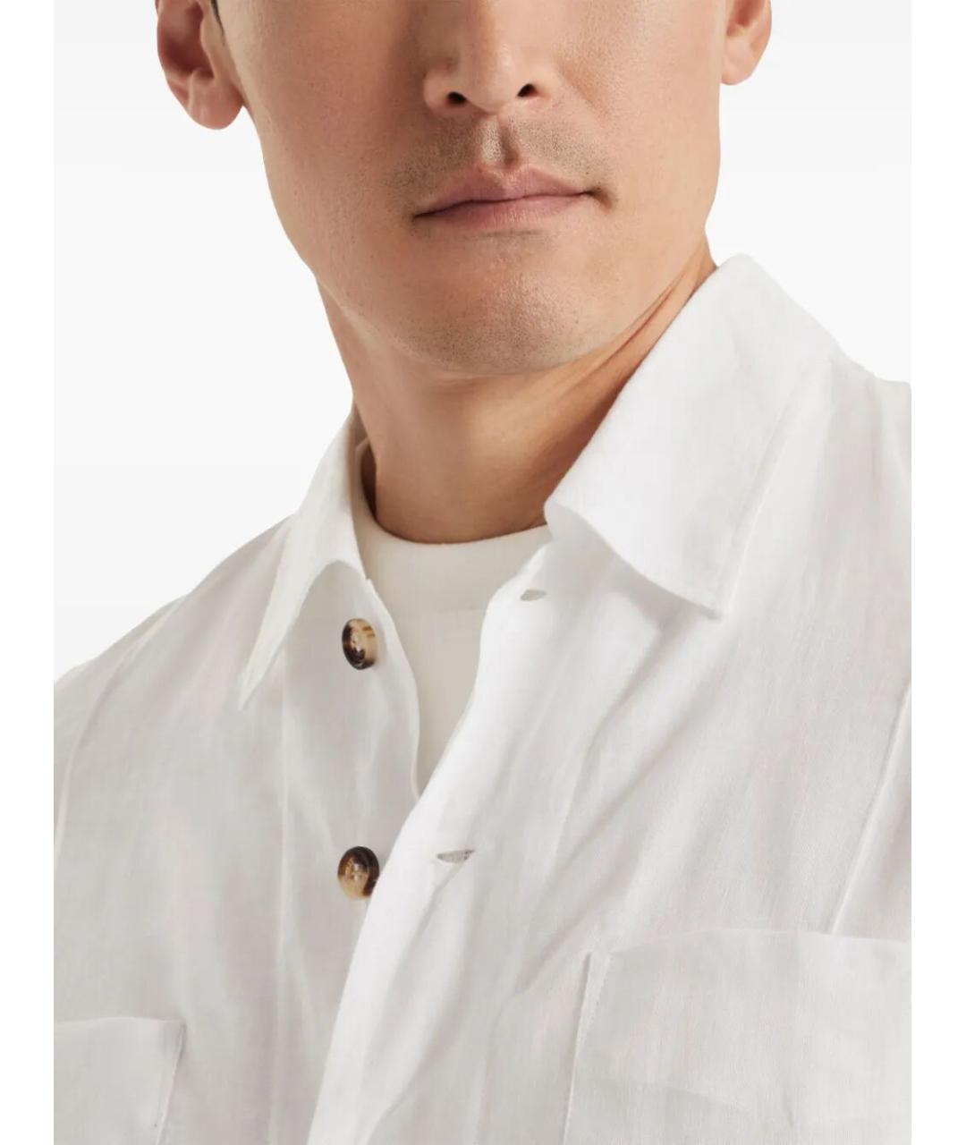 BRUNELLO CUCINELLI Белая льняная кэжуал рубашка, фото 6