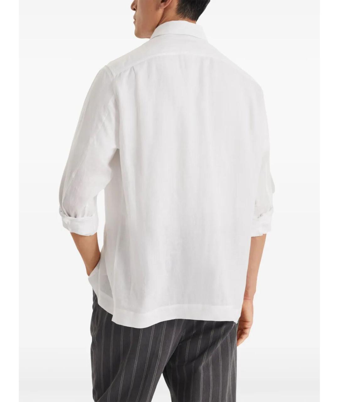 BRUNELLO CUCINELLI Белая льняная кэжуал рубашка, фото 4