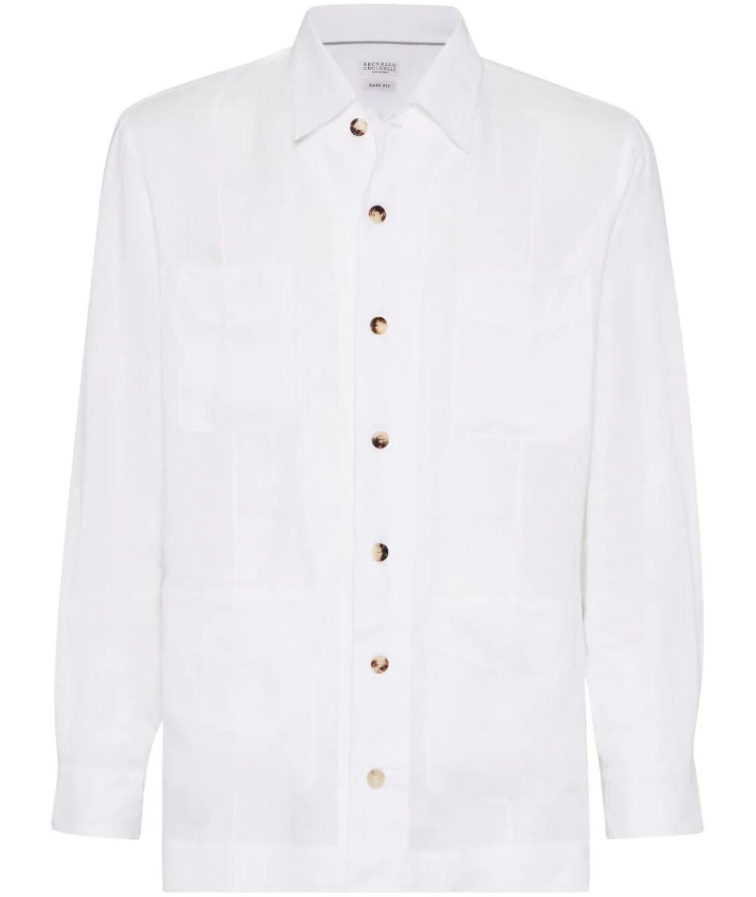 BRUNELLO CUCINELLI Белая льняная кэжуал рубашка, фото 1