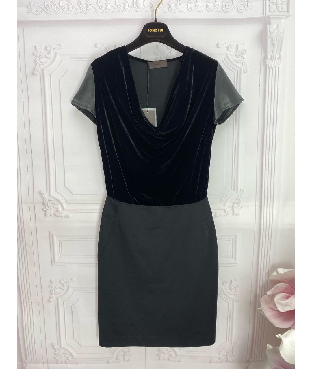 JO NO FUI Черное бархатное коктейльное платье, фото 9