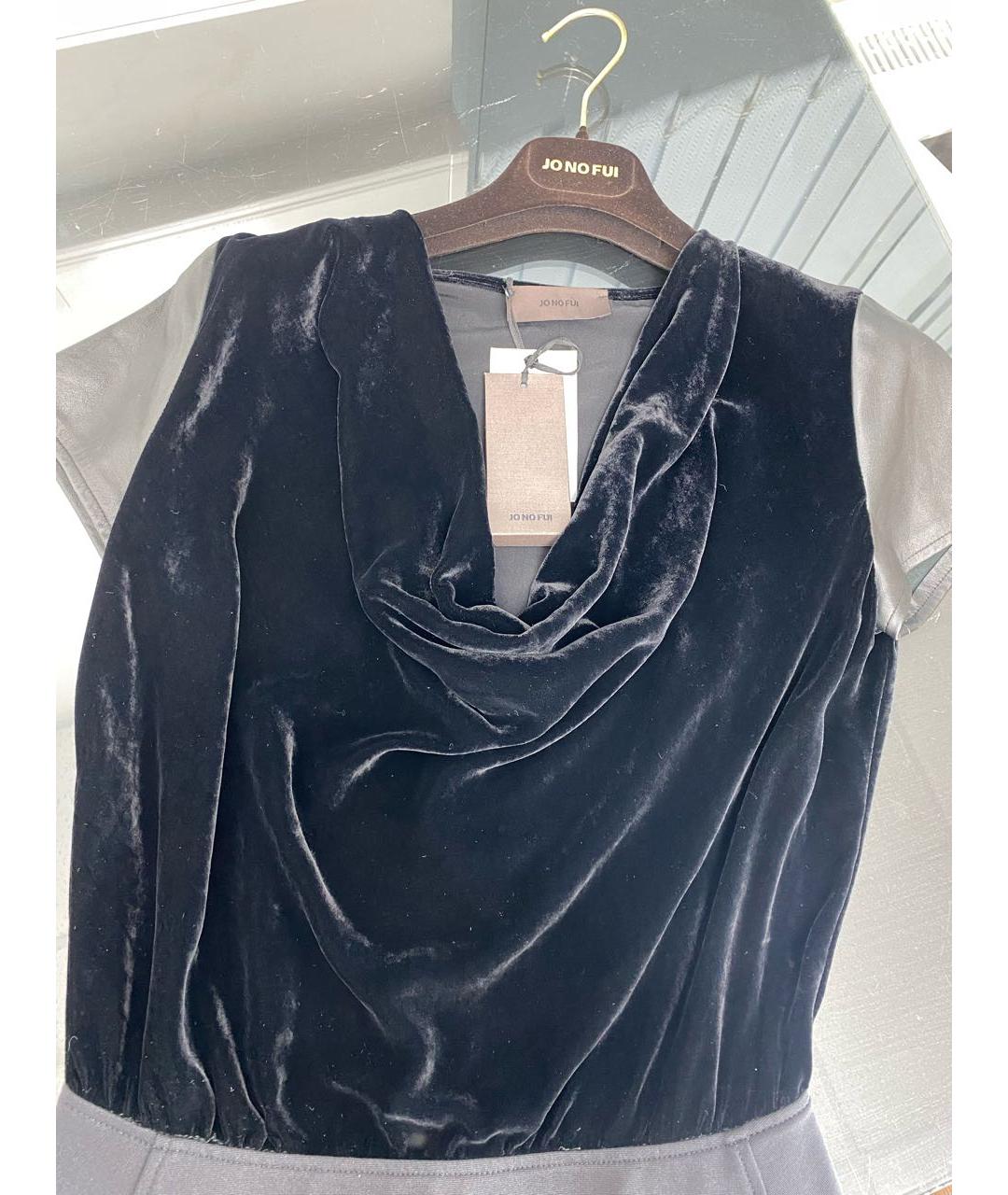 JO NO FUI Черное бархатное коктейльное платье, фото 4