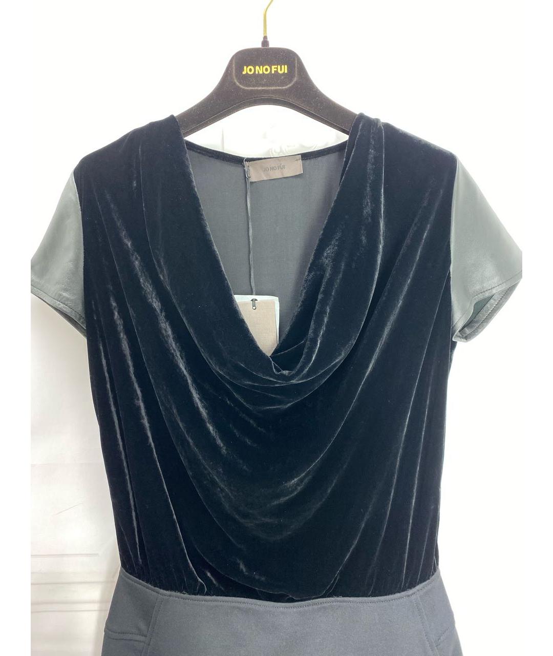 JO NO FUI Черное бархатное коктейльное платье, фото 3