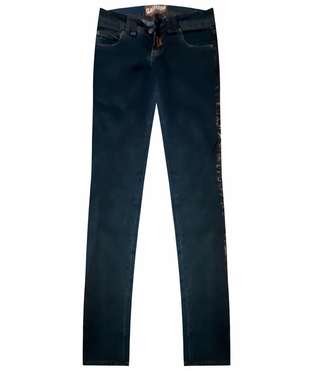 JOHN GALLIANO Темно-синие хлопко-эластановые прямые джинсы, фото 1