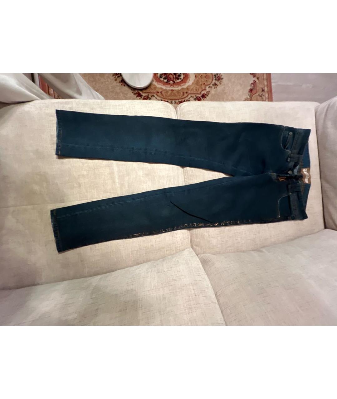 JOHN GALLIANO Темно-синие хлопко-эластановые прямые джинсы, фото 9