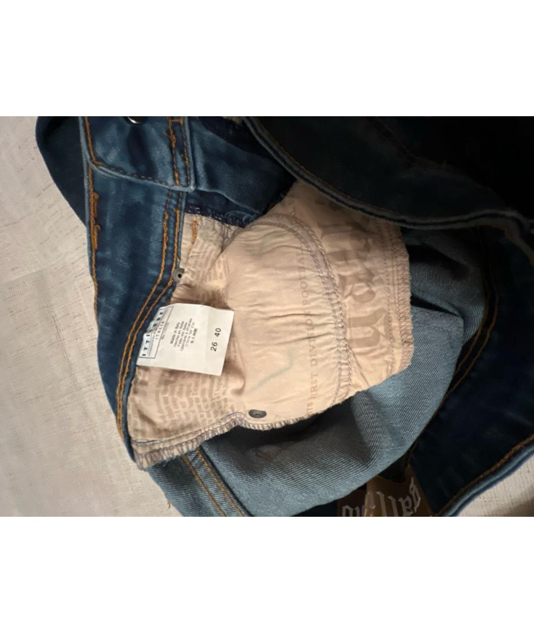 JOHN GALLIANO Темно-синие хлопко-эластановые прямые джинсы, фото 6