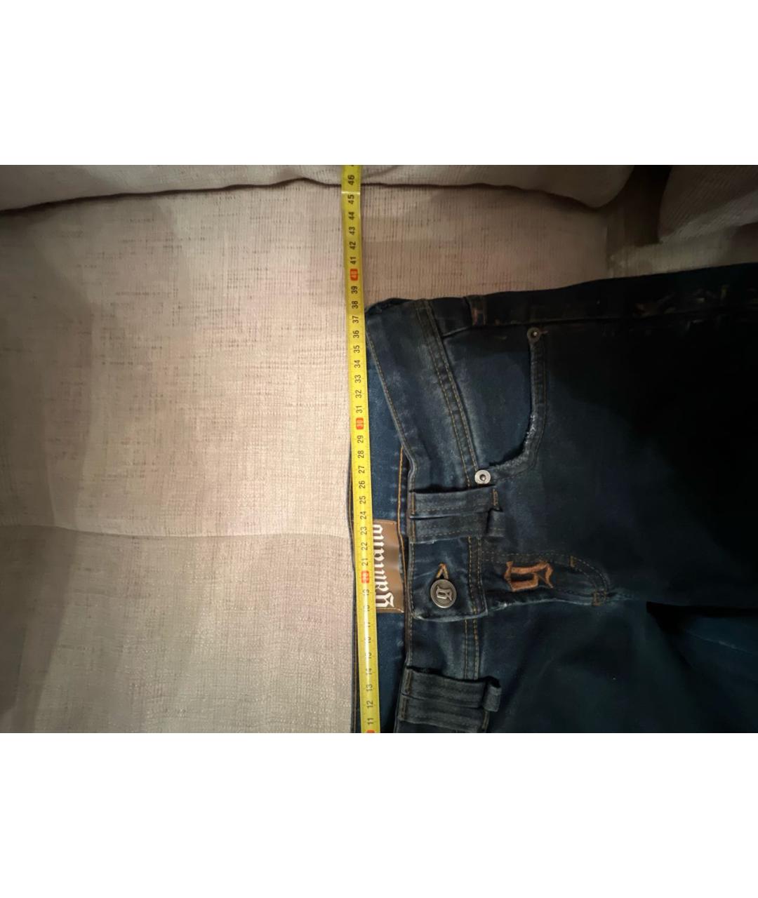 JOHN GALLIANO Темно-синие хлопко-эластановые прямые джинсы, фото 7