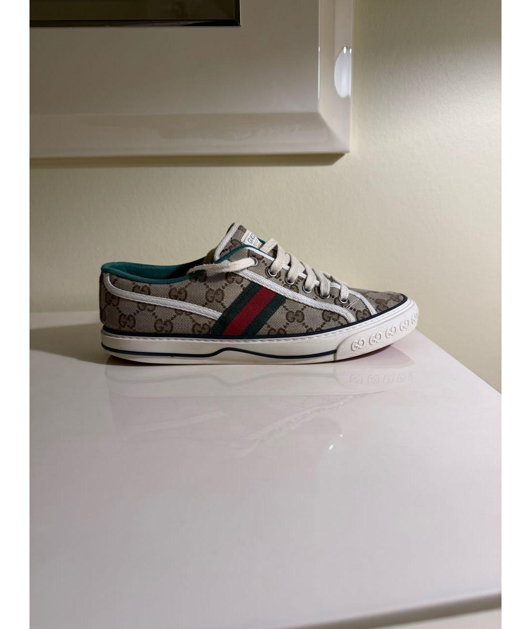 GUCCI Бежевые текстильные низкие кроссовки / кеды, фото 5