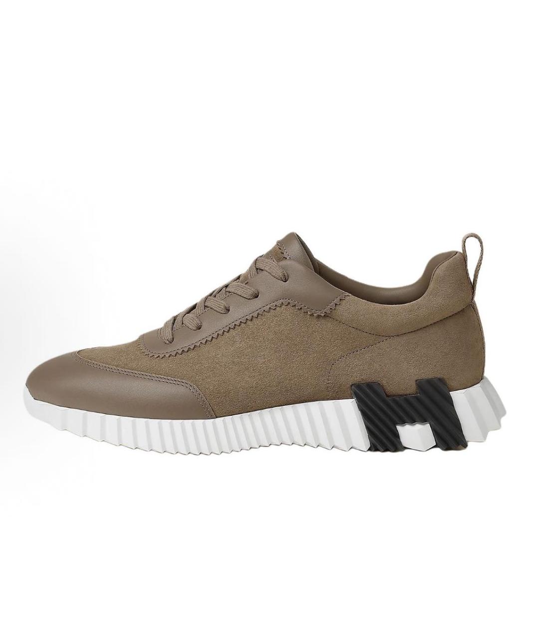 HERMES Коричневые замшевые низкие кроссовки / кеды, фото 3