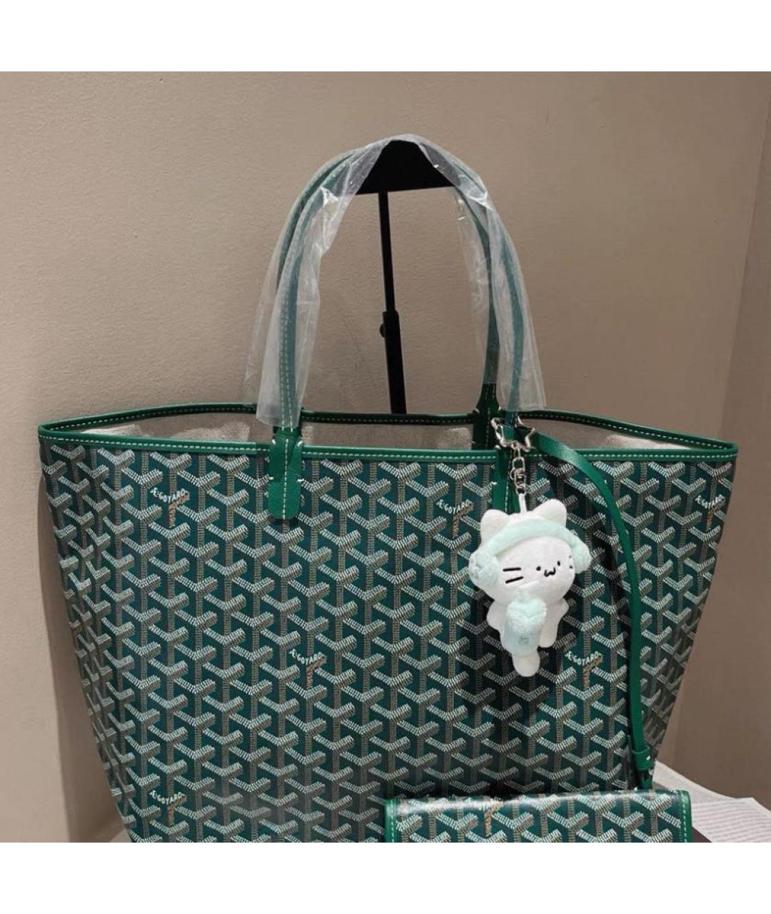 GOYARD Зеленая кожаная сумка с короткими ручками, фото 2