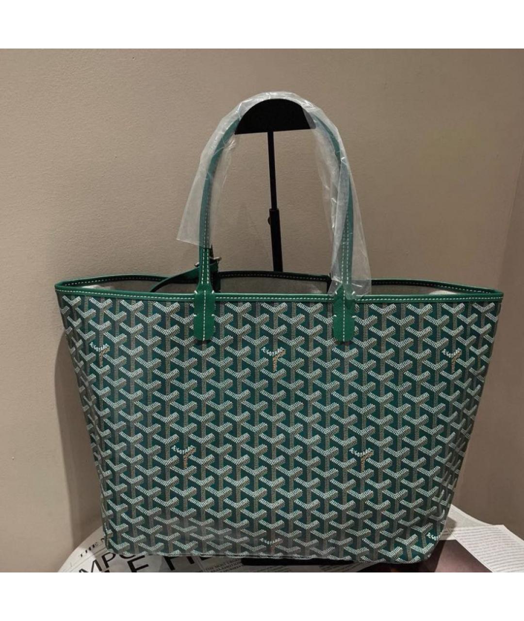 GOYARD Зеленая кожаная сумка с короткими ручками, фото 3