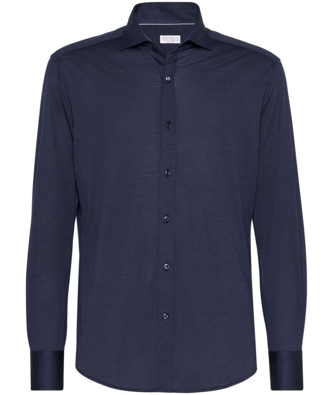 BRUNELLO CUCINELLI Синяя шелковая кэжуал рубашка, фото 1