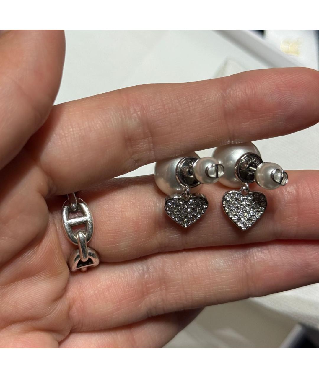 CHRISTIAN DIOR Серебряные металлические серьги, фото 2