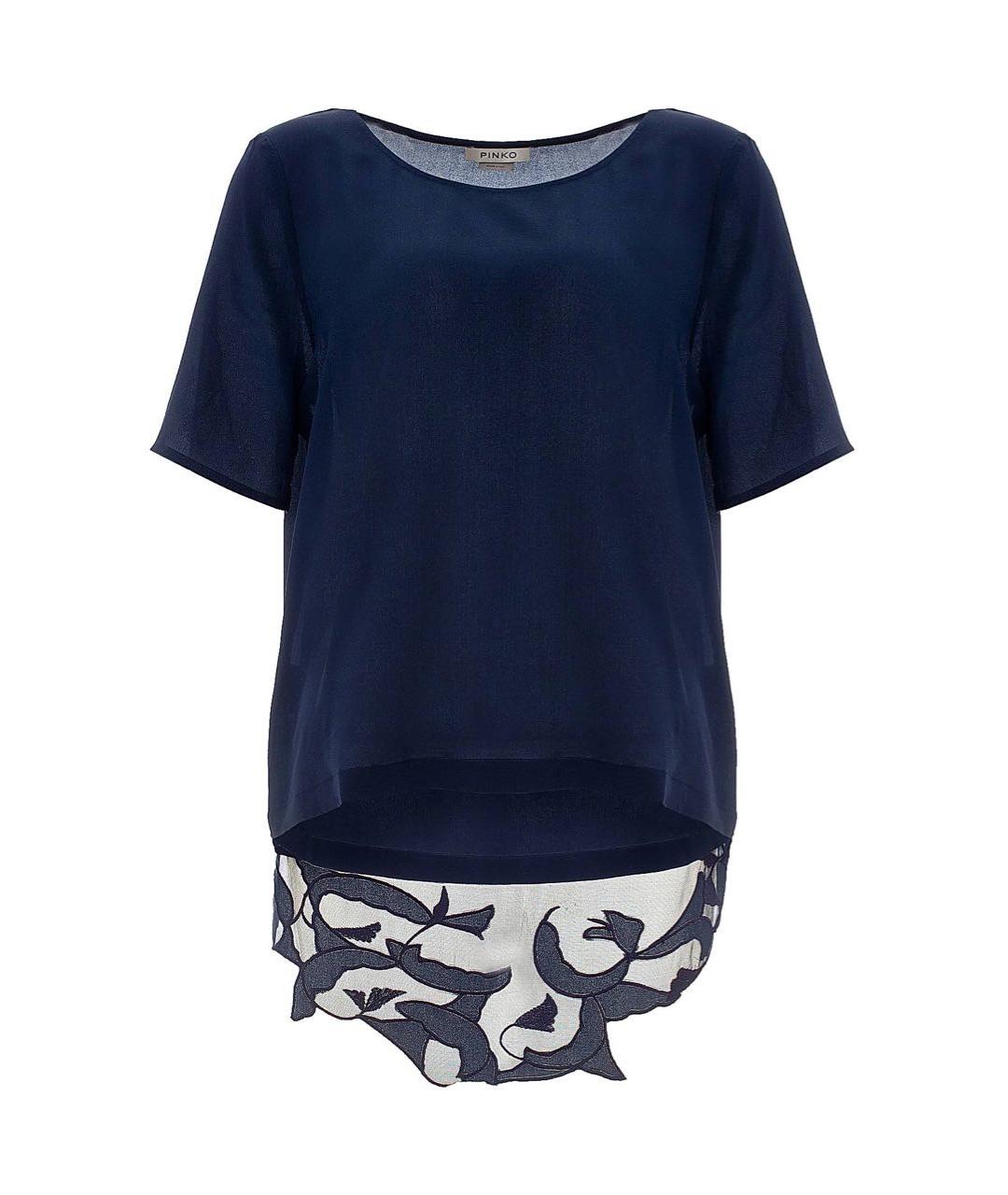 PINKO Темно-синяя шелковая блузы, фото 1