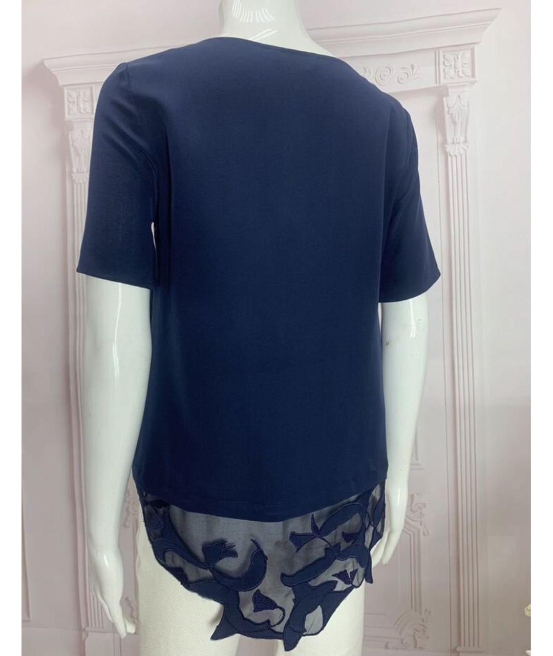 PINKO Темно-синяя шелковая блузы, фото 7