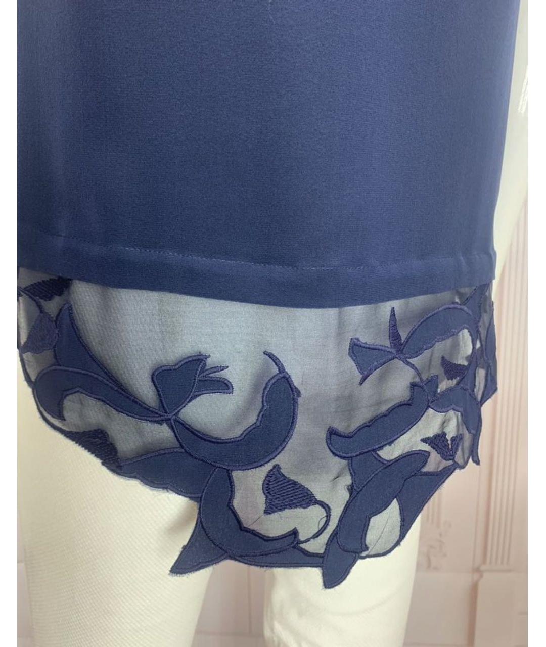 PINKO Темно-синяя шелковая блузы, фото 4