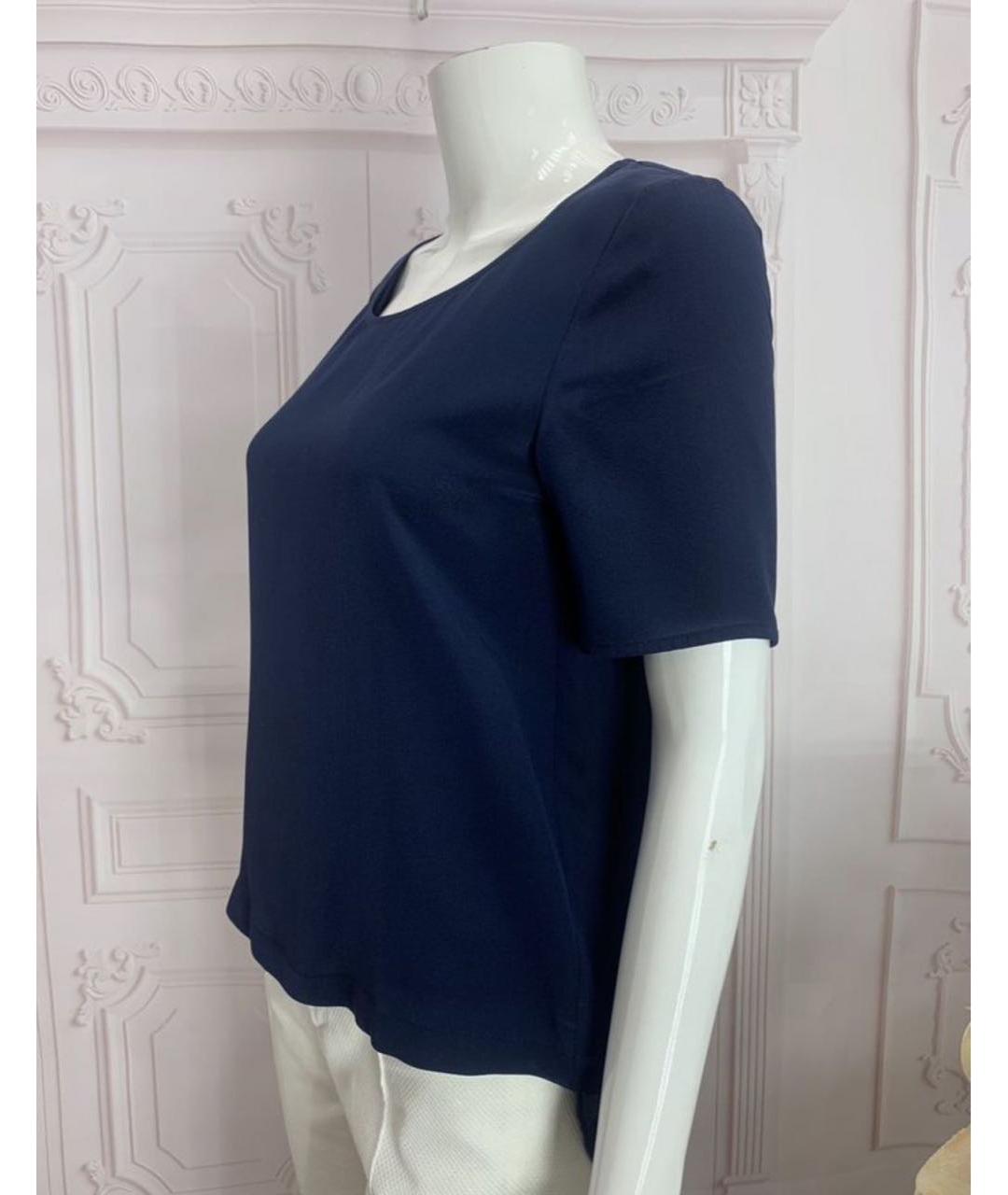 PINKO Темно-синяя шелковая блузы, фото 8