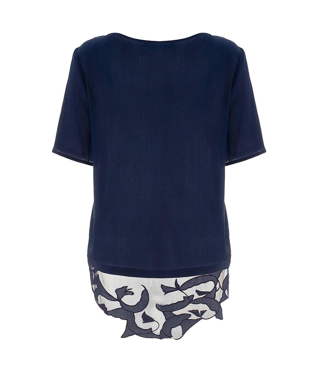 PINKO Темно-синяя шелковая блузы, фото 2