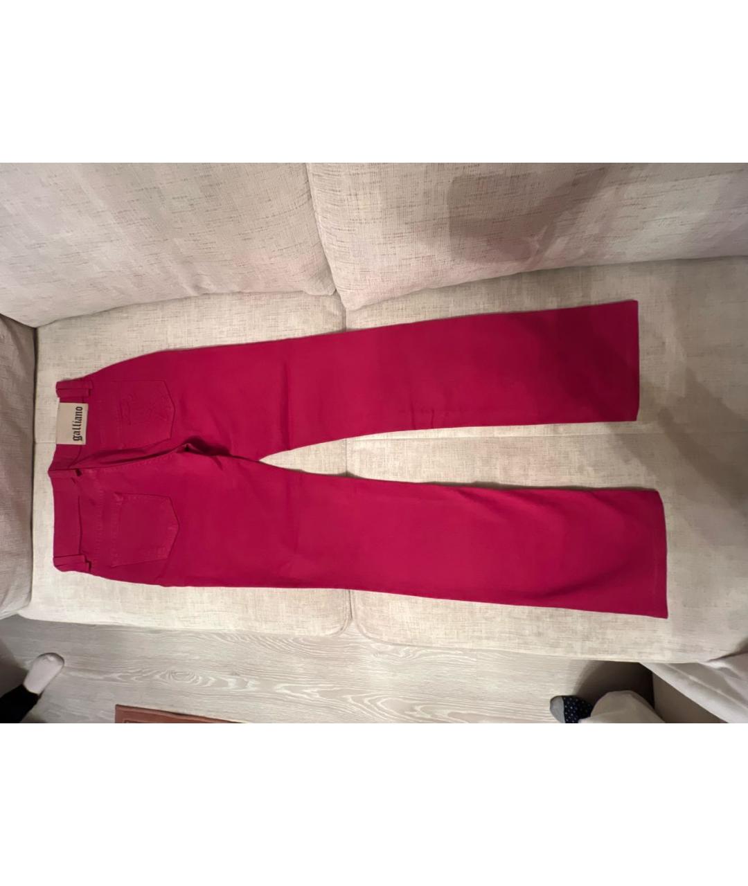 JOHN GALLIANO Бордовые хлопко-эластановые прямые джинсы, фото 2