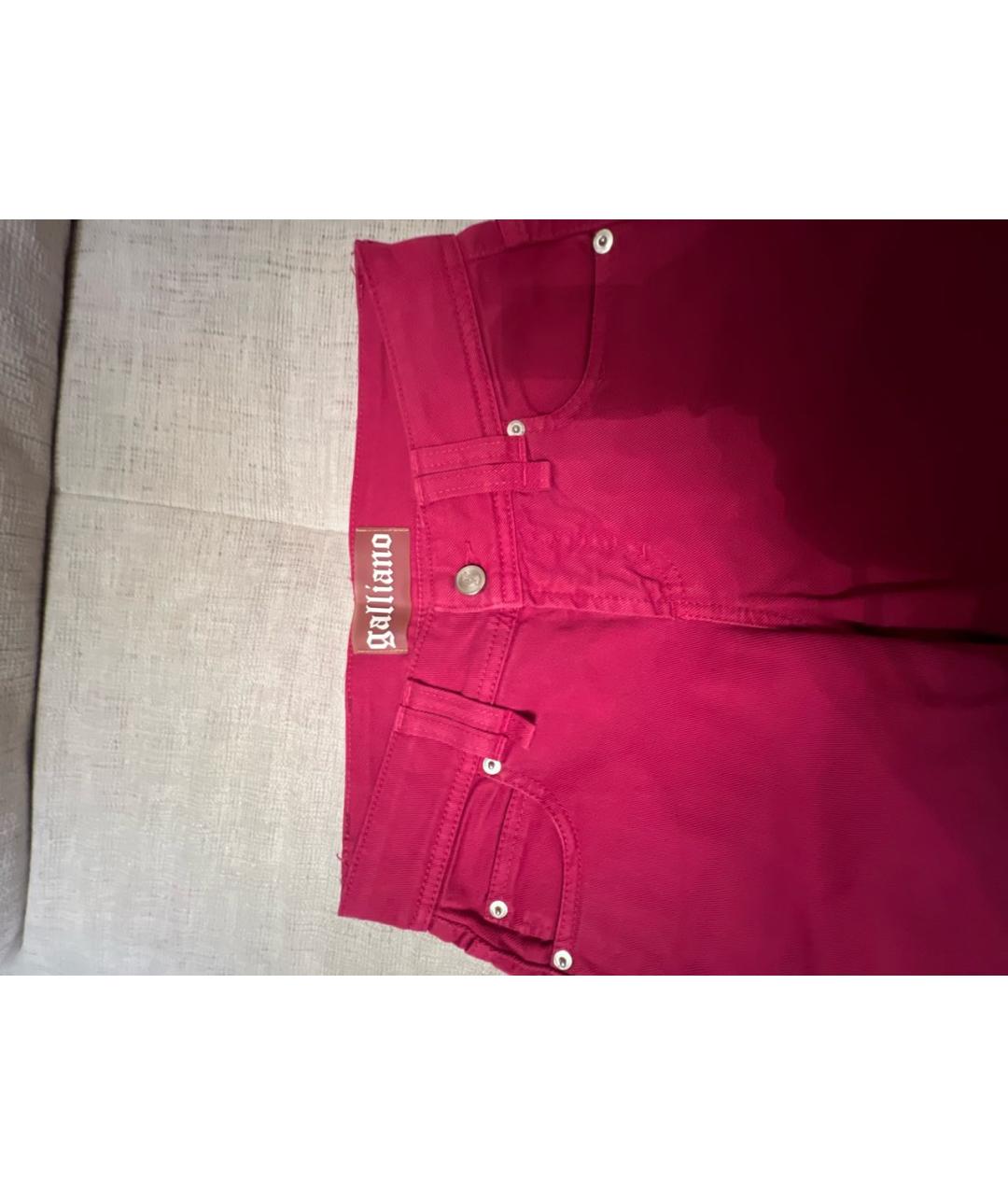 JOHN GALLIANO Бордовые хлопко-эластановые прямые джинсы, фото 3