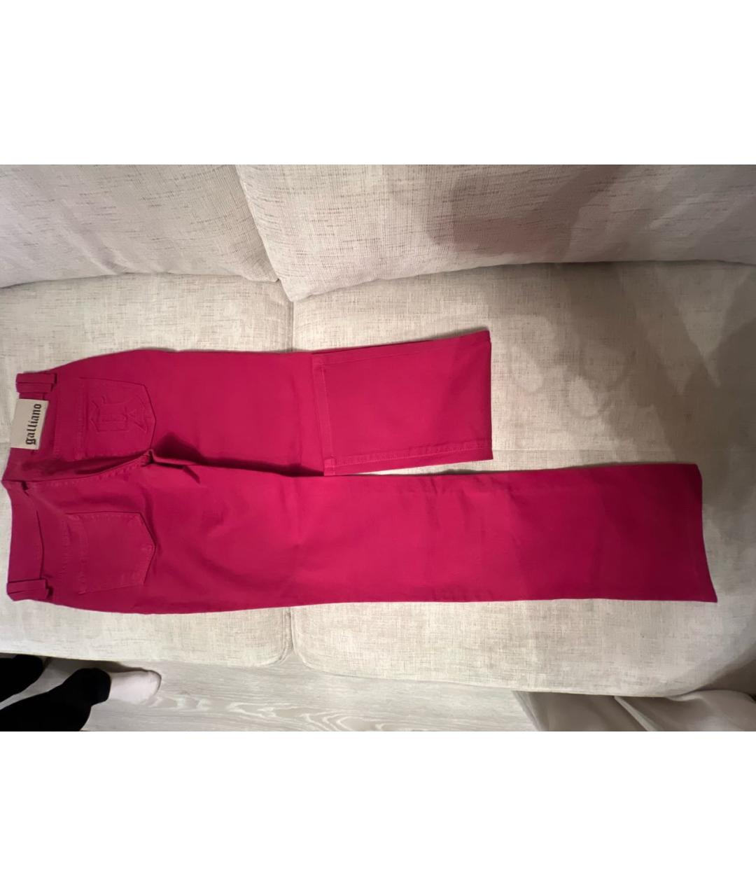 JOHN GALLIANO Бордовые хлопко-эластановые прямые джинсы, фото 5