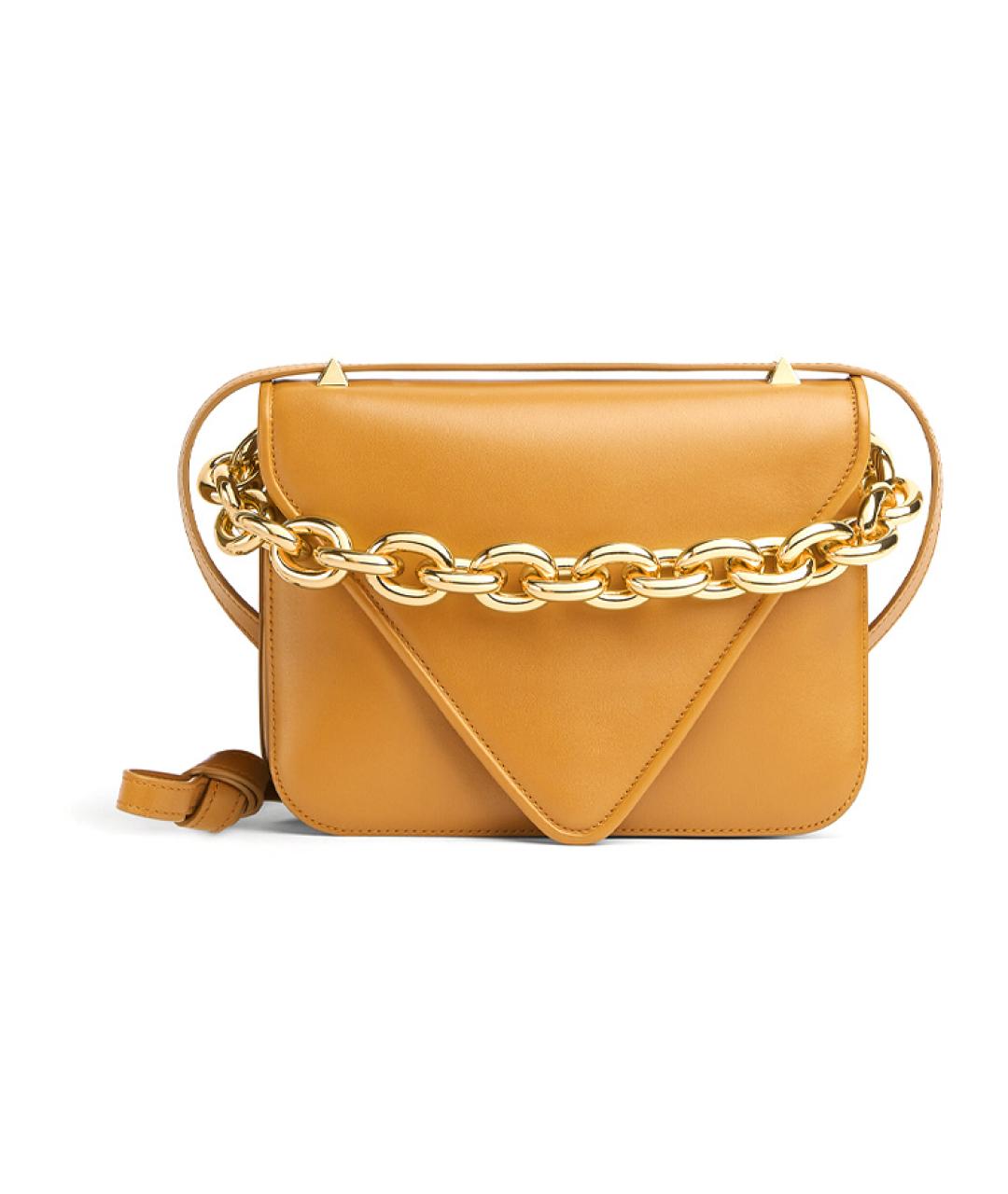 BOTTEGA VENETA Горчичная кожаная сумка через плечо, фото 1