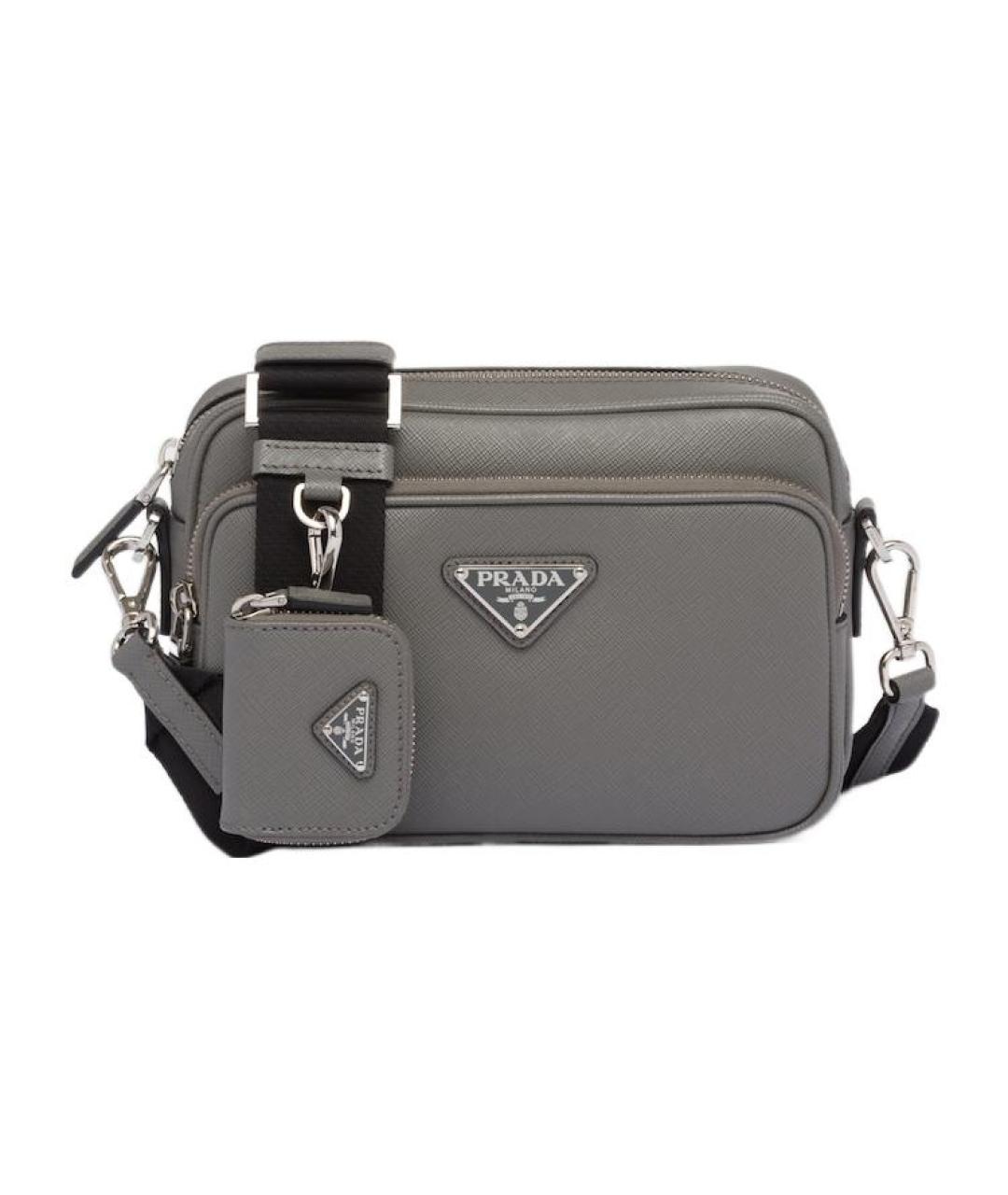 PRADA Серая кожаная сумка на плечо, фото 1