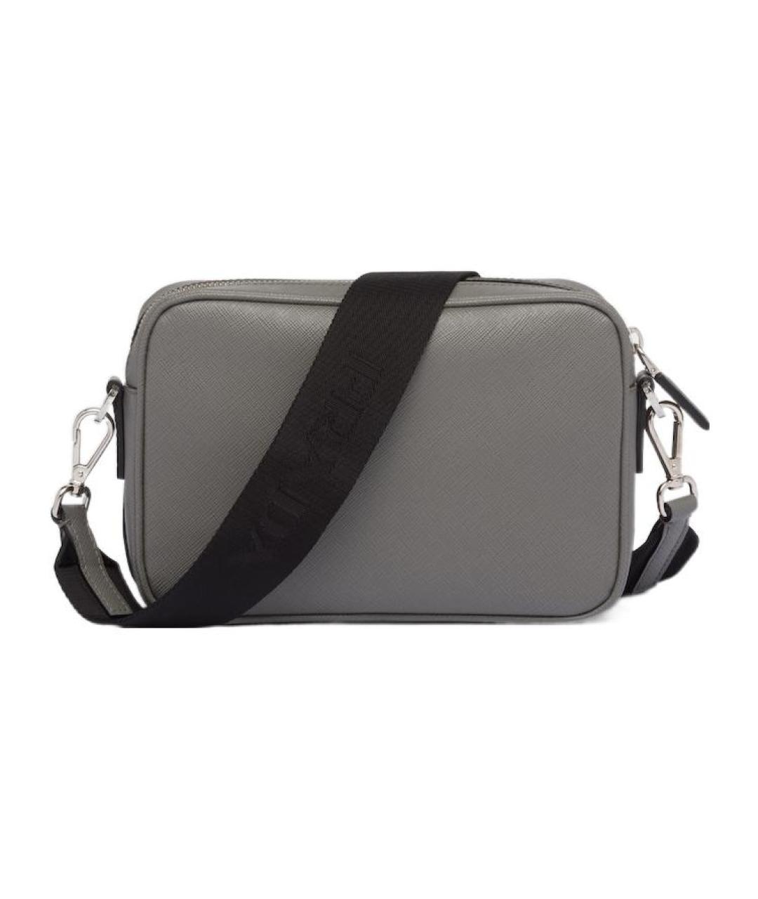 PRADA Серая кожаная сумка на плечо, фото 3