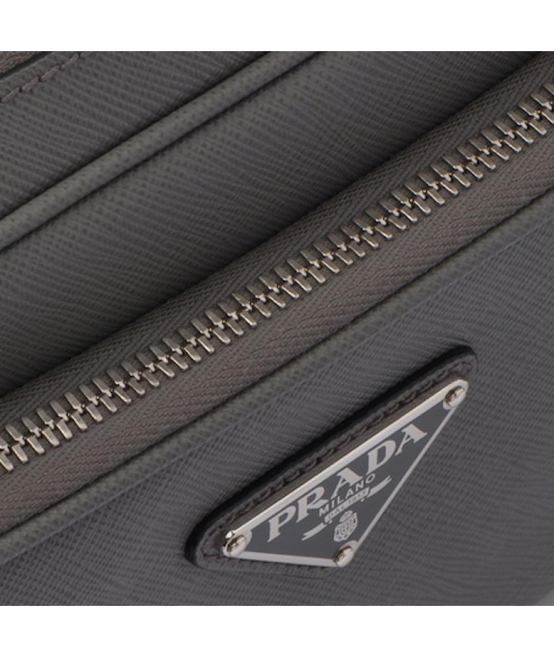 PRADA Серая кожаная сумка на плечо, фото 5