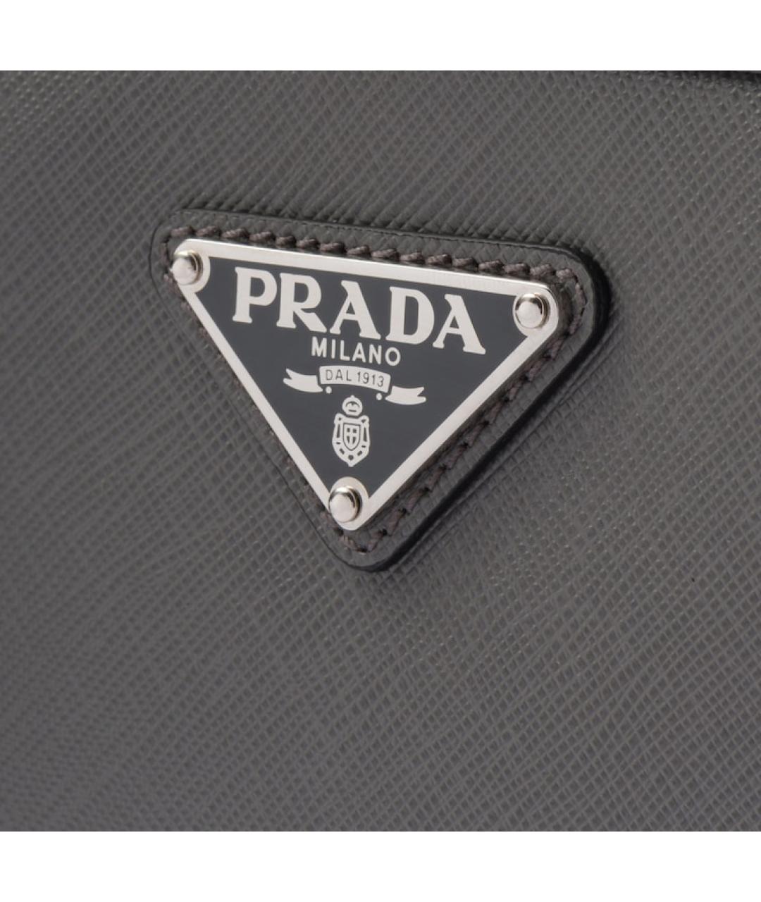 PRADA Серая кожаная сумка на плечо, фото 4