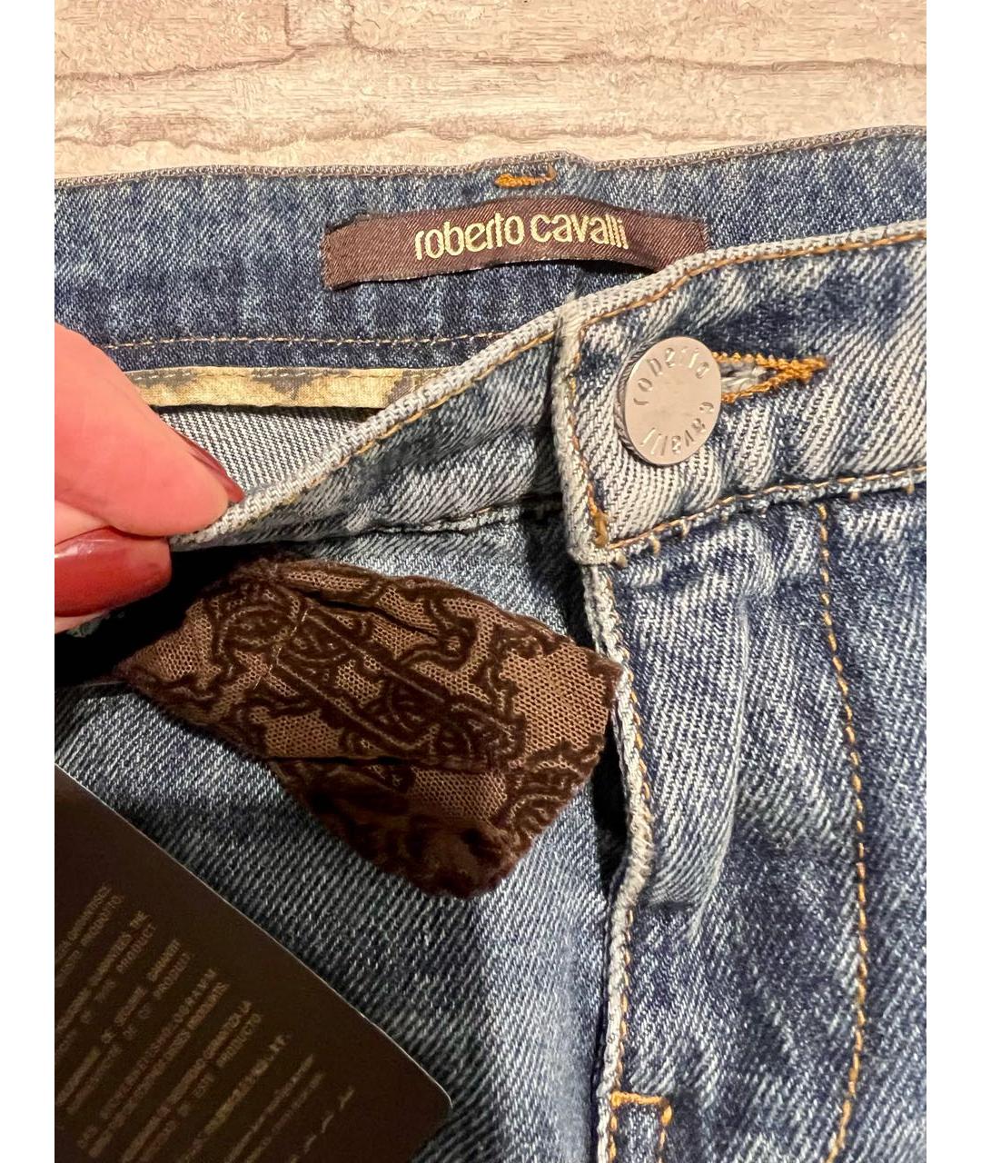 ROBERTO CAVALLI Синие хлопковые прямые джинсы, фото 3
