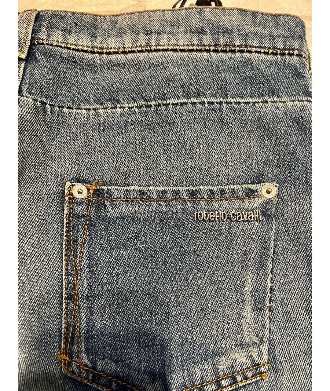 ROBERTO CAVALLI Синие хлопковые прямые джинсы, фото 6