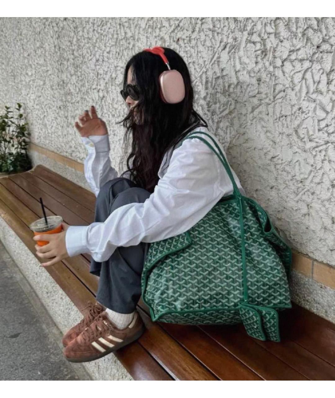 GOYARD Зеленая сумка тоут, фото 3