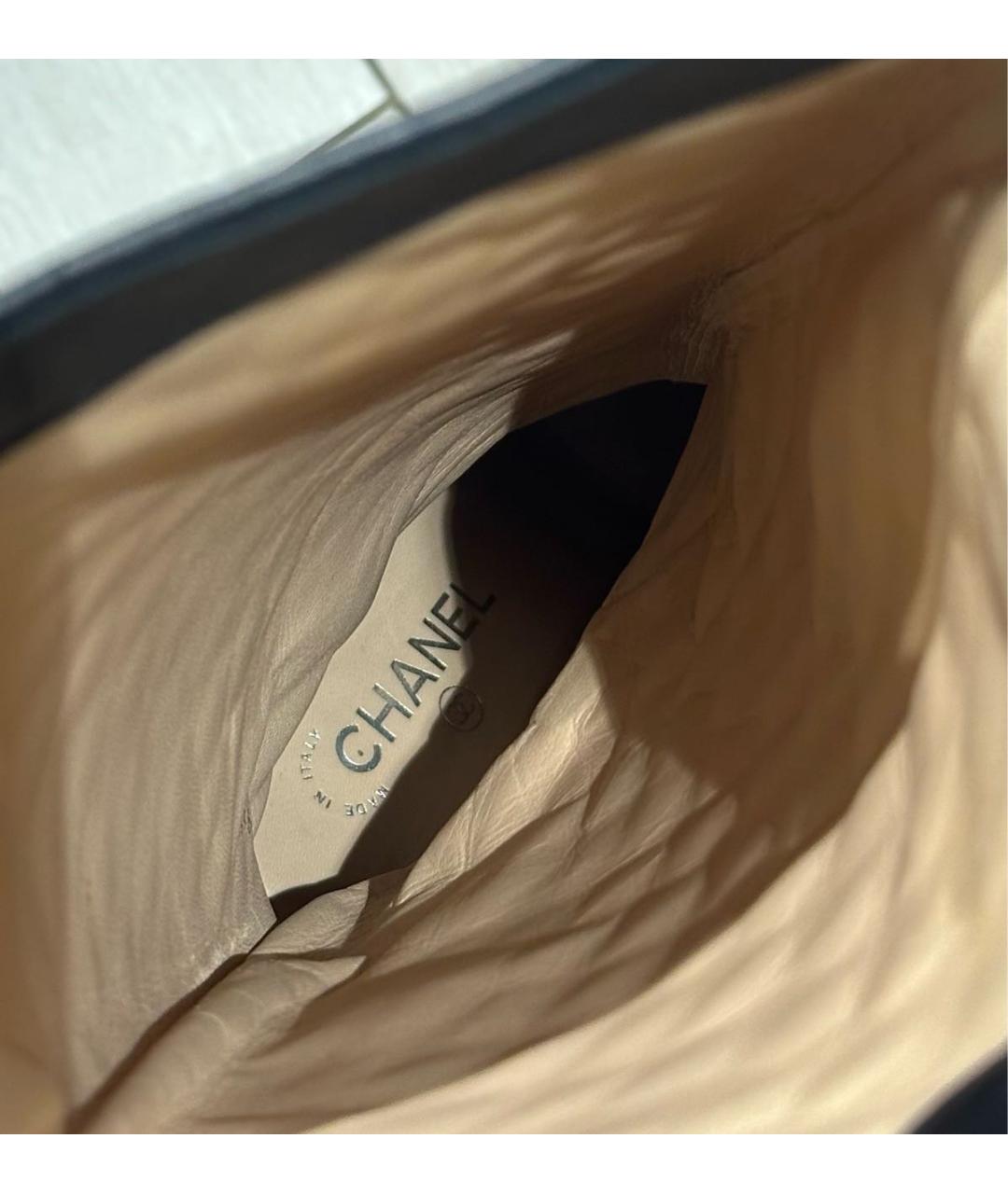 CHANEL Черные кожаные сапоги, фото 5