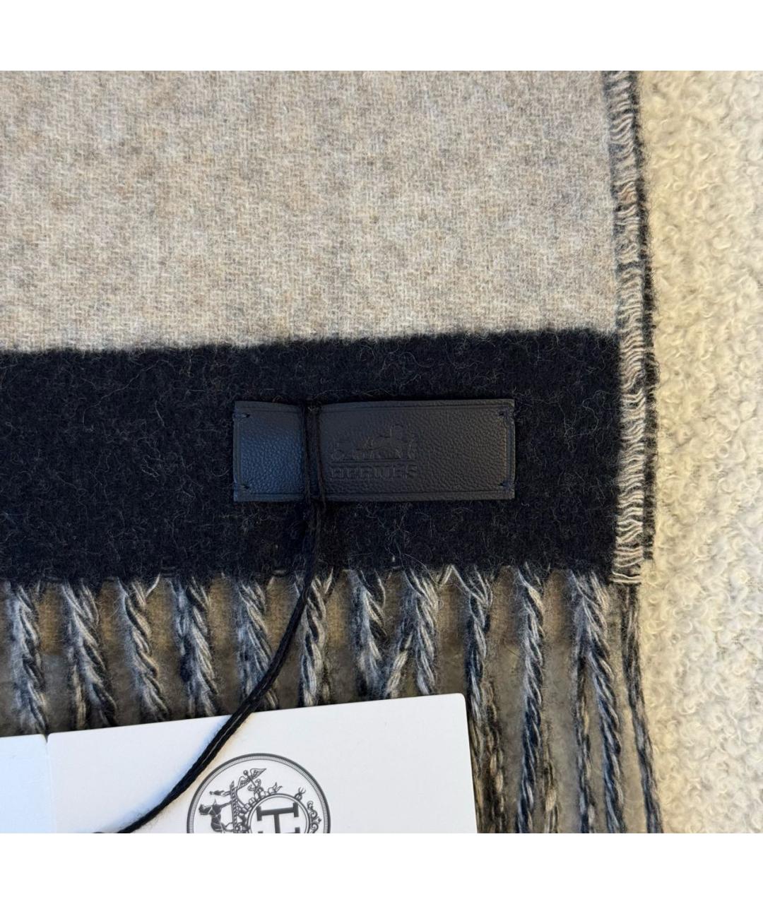 HERMES Бежевый кашемировый шарф, фото 4