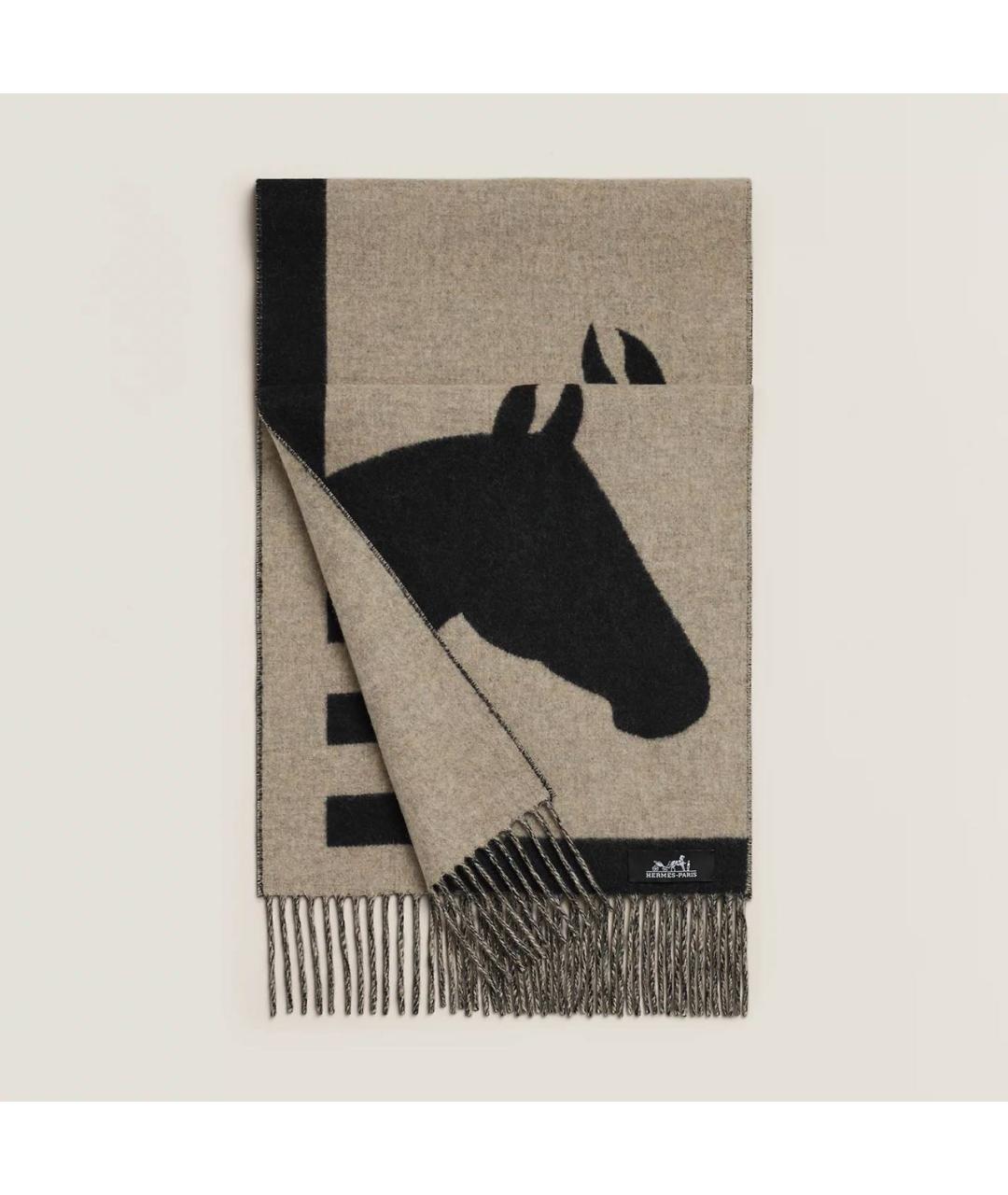 HERMES Бежевый кашемировый шарф, фото 7