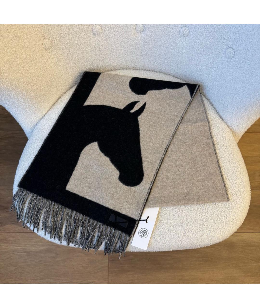 HERMES Бежевый кашемировый шарф, фото 2