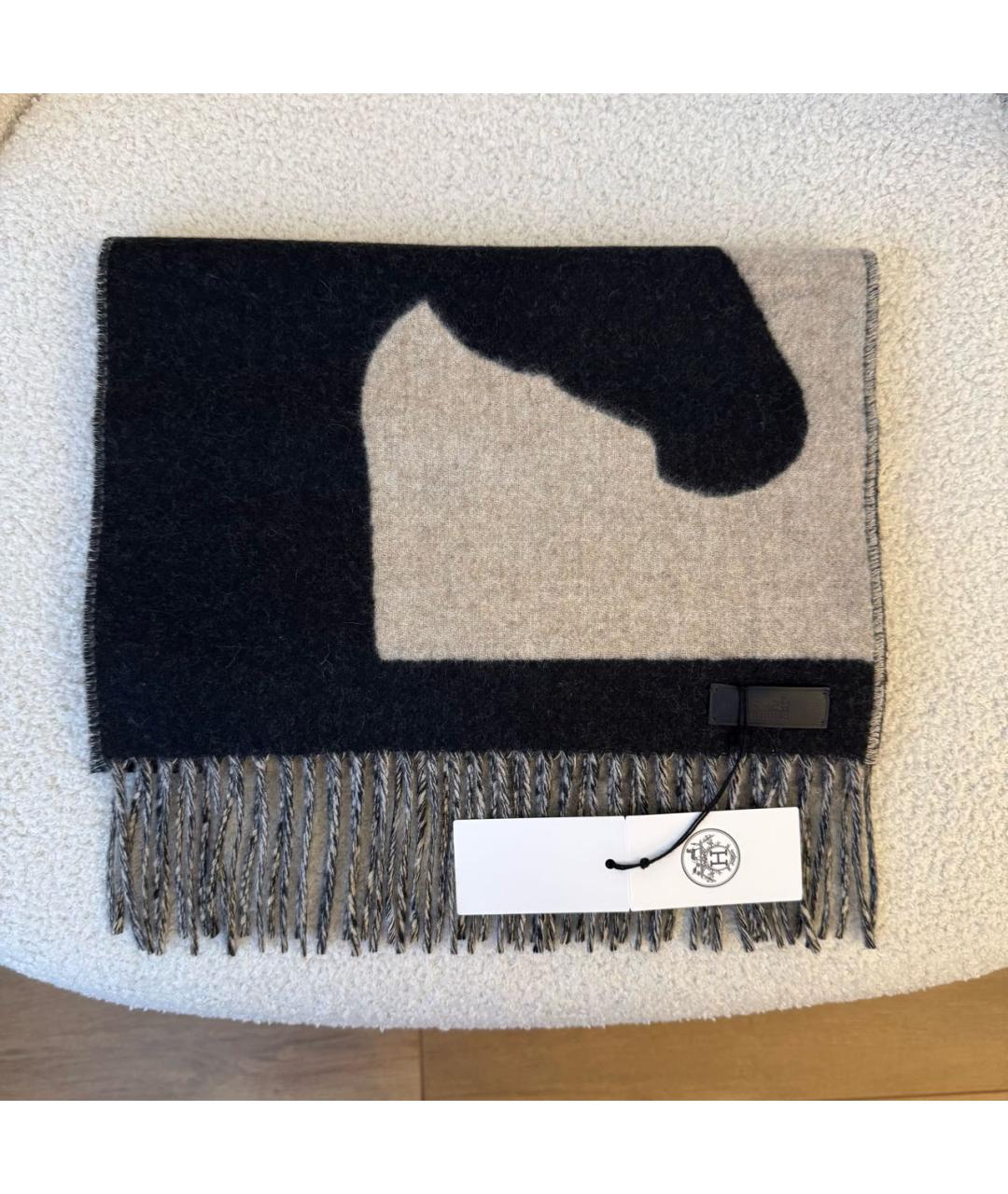 HERMES Бежевый кашемировый шарф, фото 3