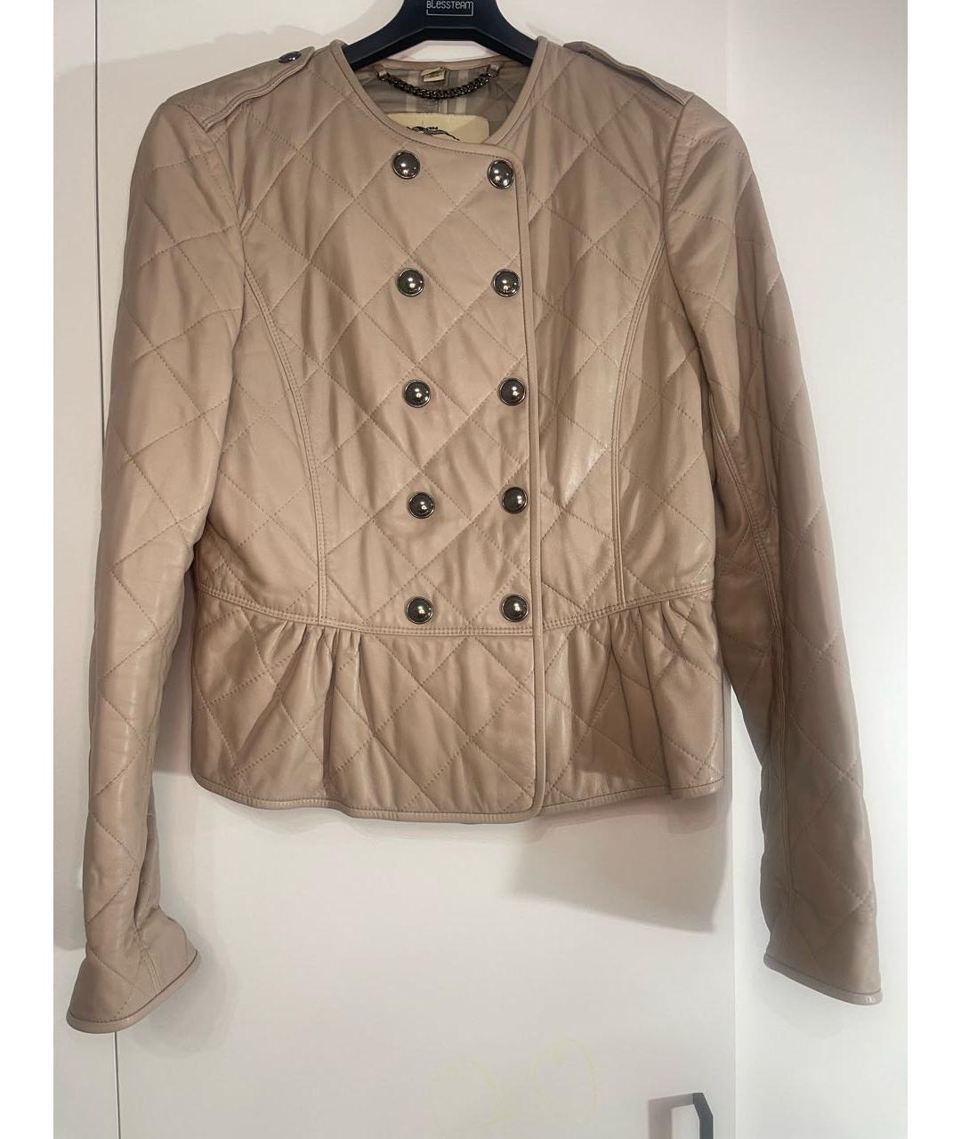 BURBERRY Бежевая кожаная куртка, фото 9
