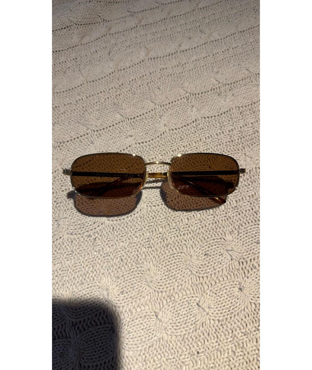 GUCCI Коричневые металлические солнцезащитные очки, фото 6