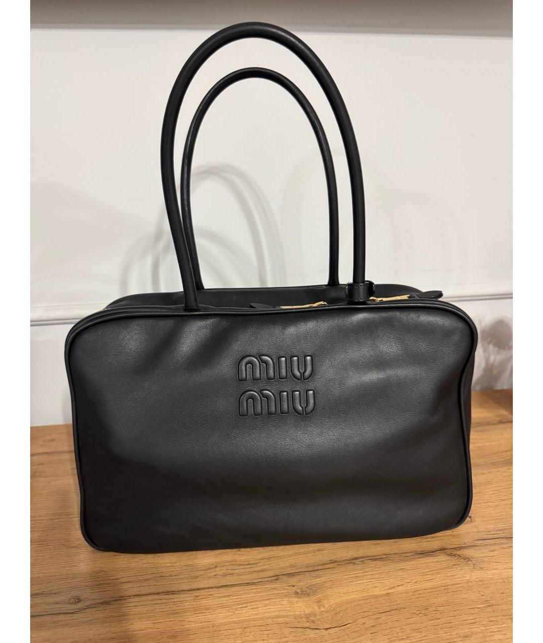 MIU MIU Черная кожаная сумка через плечо, фото 5