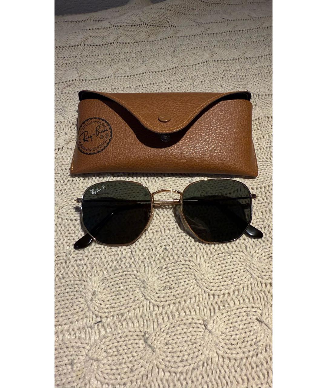 RAY BAN Коричневые металлические солнцезащитные очки, фото 4