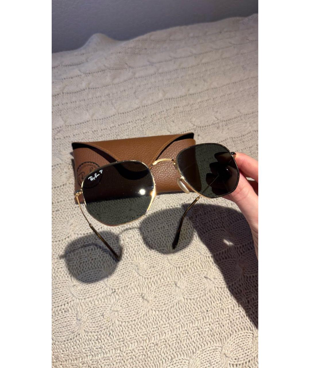 RAY BAN Коричневые металлические солнцезащитные очки, фото 2