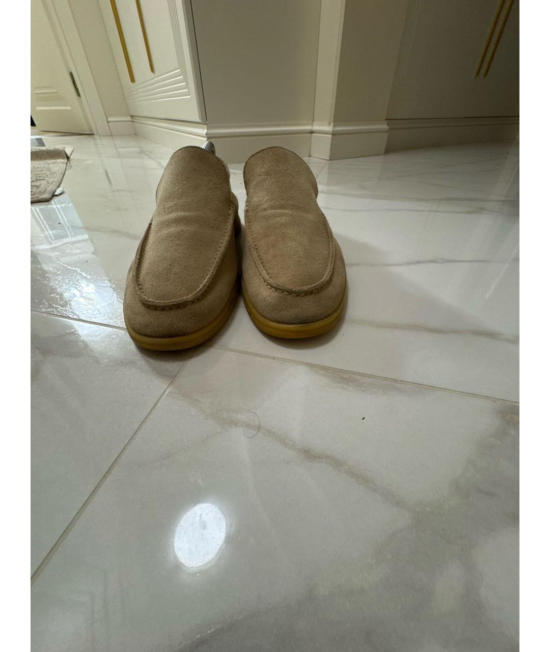 LORO PIANA Бежевые замшевые лоферы, фото 2