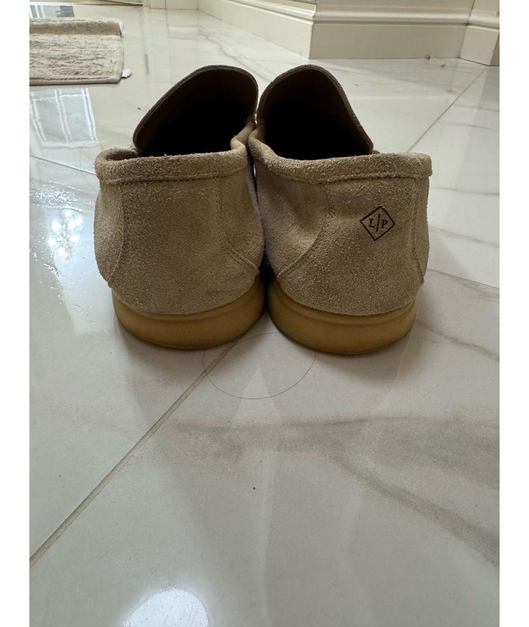 LORO PIANA Бежевые замшевые лоферы, фото 4