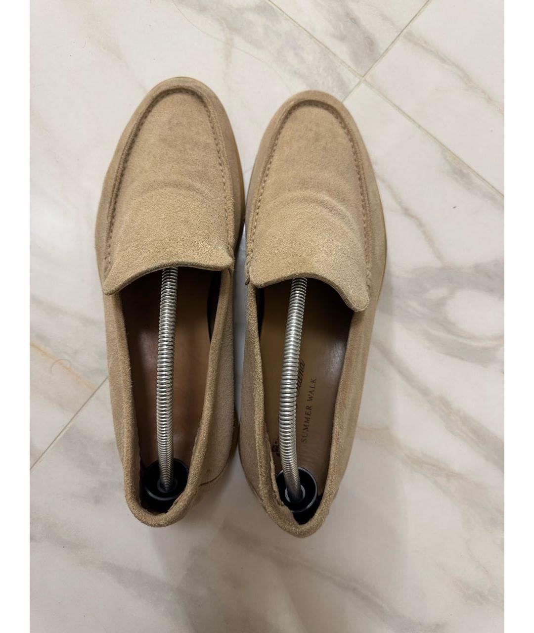 LORO PIANA Бежевые замшевые лоферы, фото 3