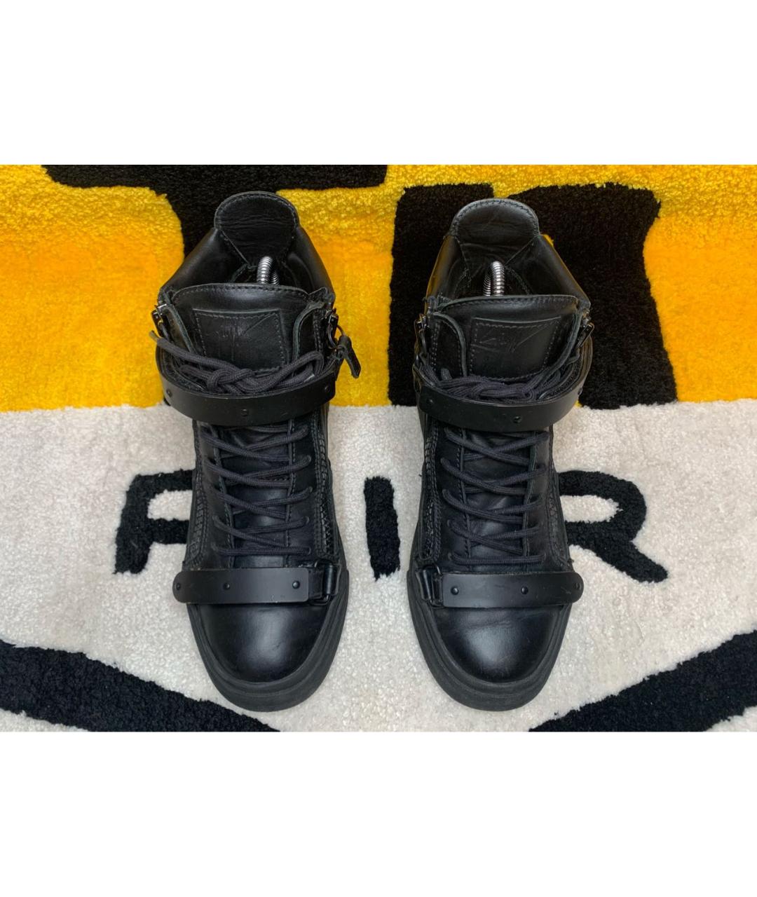 GIUSEPPE ZANOTTI DESIGN Черные кожаные кеды, фото 2